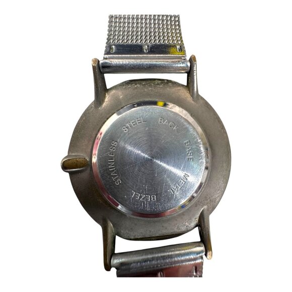 Vintage Mesh Peugeot Quartz Stainless Steel Watch Two Tone Gold Dial 9" READ - Picture 8 of 10